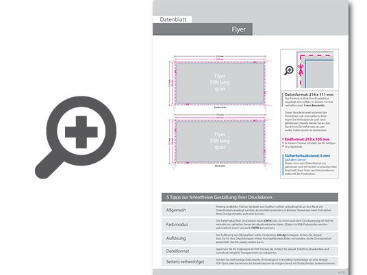Product Bild multiloft-flyer_din_lang_quer_(21_0_cm_x_10_5_cm)_mit_beidseitiger_hei__folienpr__gung_silber__4_4_farbig_(beidseitiger_druck)