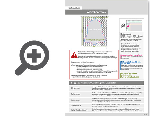 Product Bild hochwertige_whiteboard-folie_inkl__laminat_in_glocke-form_konturgeschnitten_unbedruckt