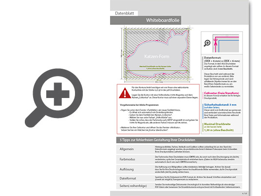 Product Bild hochwertige_whiteboard-folie_inkl__laminat_in_katze-form_konturgeschnitten_unbedruckt